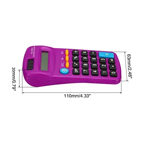 Patikil 8 Digit LCD Display Calculator - 4 Function Desktop & Handheld, Battery Powered, Purple - 2
