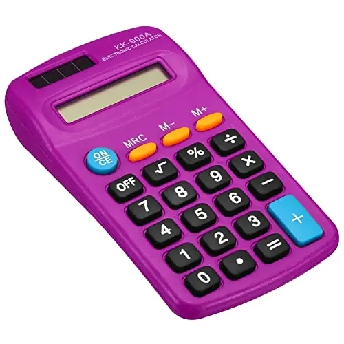 Patikil 8 Digit LCD Display Calculator - 4 Function Desktop & Handheld, Battery Powered, Purple - 1