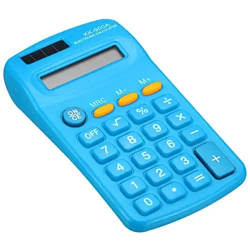 Patikil 8 Digit LCD Display Kalkulyator - 4 Funksiya Stol va Qo'lda, Batareya bilan ishlaydi, Ochiq Moviy 