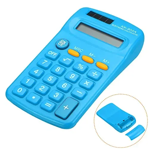 Patikil 8 Digit LCD Display Calculator - 4 Function Desktop & Handheld, Battery Powered, Light Blue - 6