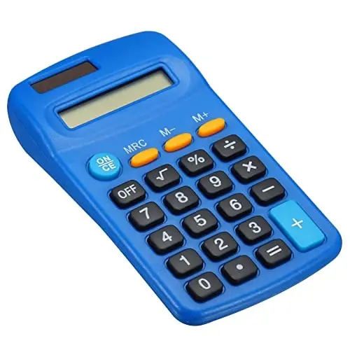 Patikil 8 Digit LCD Display Calculator - 4 Function Desktop & Handheld, Battery Powered, Dark Blue - 1