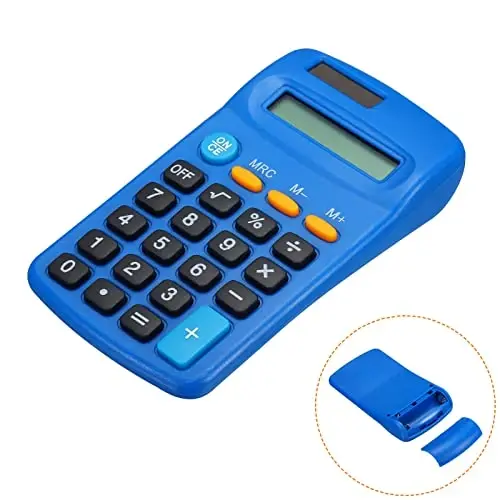 Patikil 8 Digit LCD Display Calculator - 4 Function Desktop & Handheld, Battery Powered, Dark Blue - 6