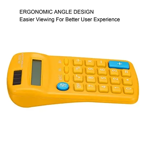 PATIKIL Asosiy 8 Digit LCD displey 4 Funktsiyali kichik stol usti Batareyali qo'lda ishlaydigan kalkulyator, Sariq - 5