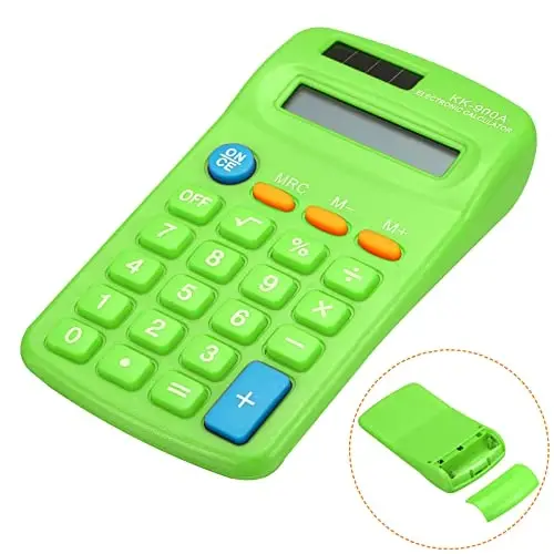 PATIKIL Asosiy 8 xonali LCD displeyli kalkulyator - 4 funktsiyali kichik stol usti qo'l kalkulyatori uy ofisi uchun, batareyali, yashil - 6