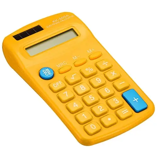 PATIKIL Basic 8 Digit LCD Display 4 Function Small Desktop Battery Powered Handheld Calculator, Yellow - PATIKIL