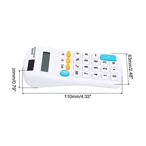 PATIKIL Basic 8 Digit LCD Display Calculator - 4 Function Desktop & Handheld, Battery Powered, White - 2