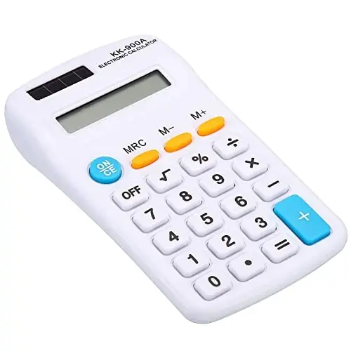 PATIKIL Basic 8 Digit LCD Display Calculator - 4 Function Desktop & Handheld, Battery Powered, White 