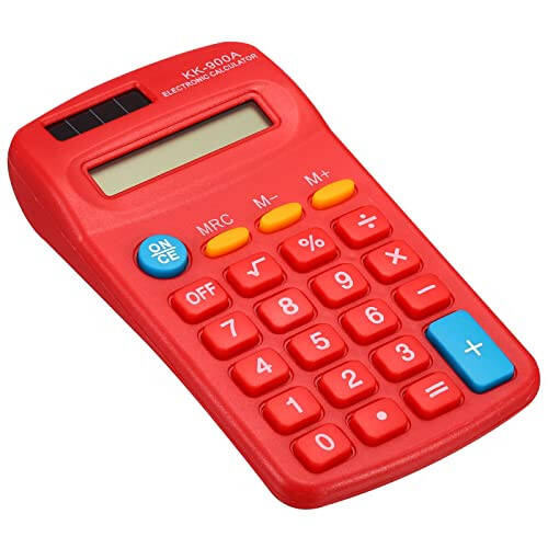 PATIKIL Basic Calculator, 8 Digit LCD Displeyli Calculator 4 Funktsiyali Kichik Stol Calculator Batareya bilan ishlaydigan Qo'lda Calculator Uy, Ofis uchun, Qizil - 1