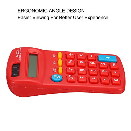 PATIKIL Basic Calculator, 8 Digit LCD Displeyli Calculator 4 Funktsiyali Kichik Stol Calculator Batareya bilan ishlaydigan Qo'lda Calculator Uy, Ofis uchun, Qizil - 5