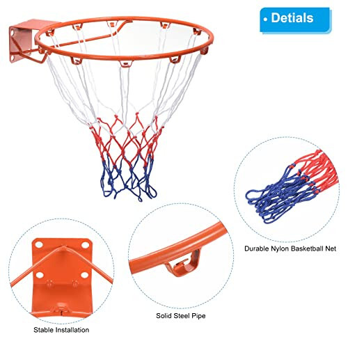 PATIKIL Basketball Rim, Replacement Wall Door Mounted Hanging Standard Goal Fit Most Sizes of Backboard Indoor and Outdoor, (Thicken Solid) - 4