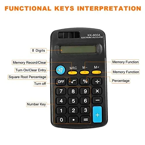 PATIKIL Basic 8 Digit LCD Display Desktop Calculator, 4 Function, Battery Powered, Black - 3