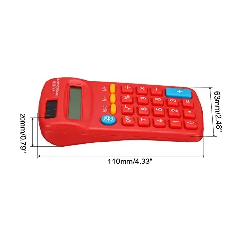 PATIKIL Basic 8 Digit LCD Display 4 Function Small Desktop Battery Powered Handheld Calculator for Home Office, Red - 2