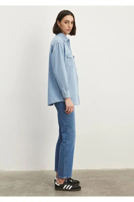 Patricia Classic Denim Buz Jean Gömlek Loose Fit / - 5