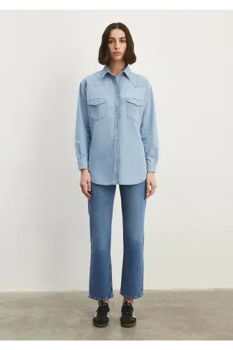 Patricia Classic Denim Muz Jinsi Ko'ylak Bo'sh Fit / - 3