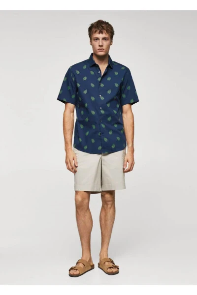 Patterned 100% Cotton T-Shirt - MANGO MAN (1)