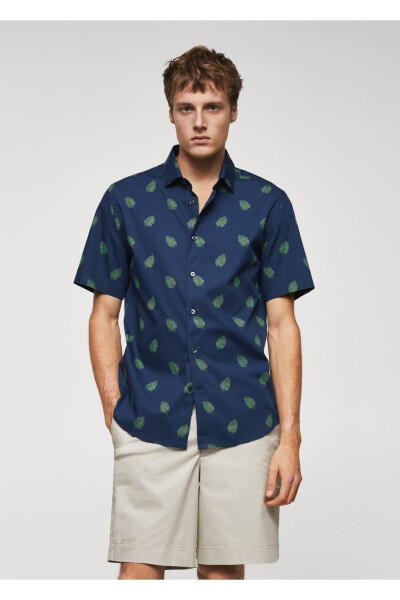 Patterned 100% Cotton T-Shirt - MANGO MAN