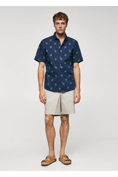 Patterned 100% Cotton T-Shirt - MANGO MAN (1)