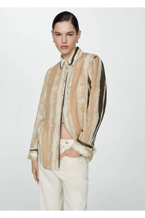 Patterned 100% Rami Shirt - 1