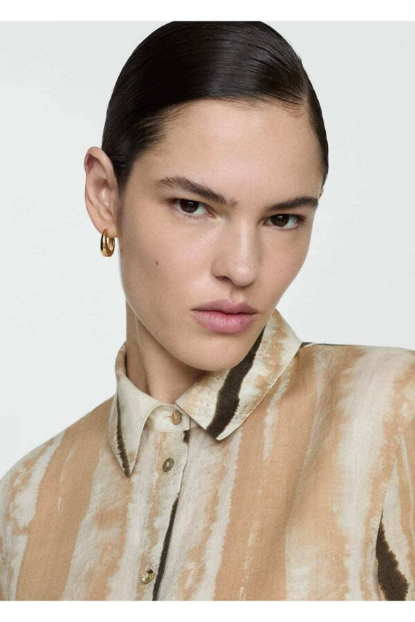 Patterned 100% Rami Shirt - 5