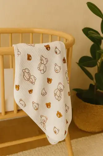 PATTERNED BLANKET & SWADDLE 85X90 CM COTTON FABRIC - 1