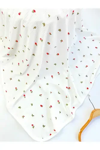 PATTERNED BLANKET & SWADDLE 85X90 CM COTTON FABRIC-White - OMY (1)