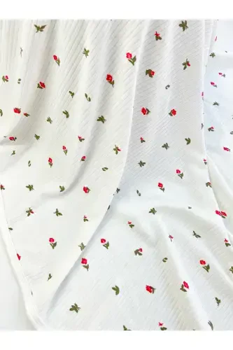 PATTERNED BLANKET & SWADDLE 85X90 CM COTTON FABRIC-White - 4