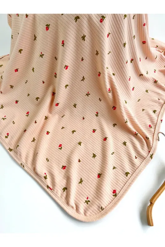 PATTERNED BLANKET&SWADDLE 85X90 CM COTTON FABRIC-Salmon - 2