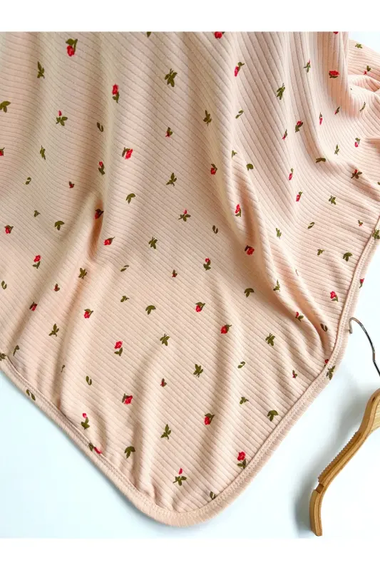 PATTERNED BLANKET&SWADDLE 85X90 CM COTTON FABRIC-Salmon - 4