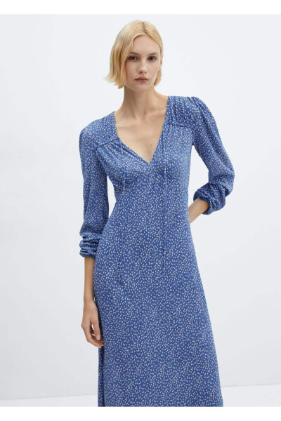 Patterned Bow Dress - MANGO WOMAN