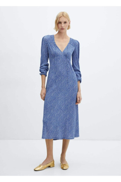 Patterned Bow Dress - MANGO WOMAN (1)