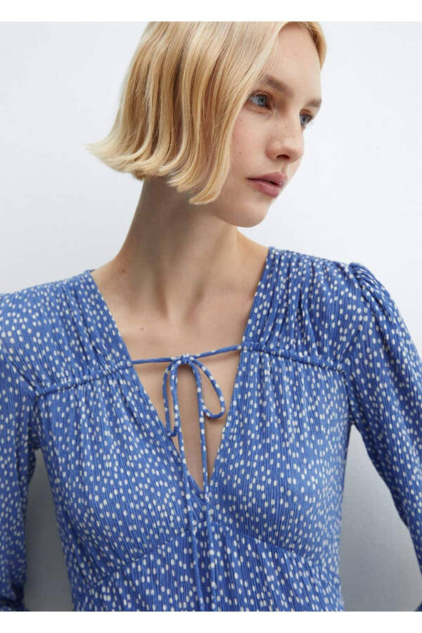 Patterned Bow Dress - 5