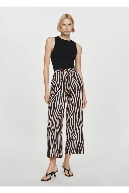 Patterned bow trousers - Black - 7