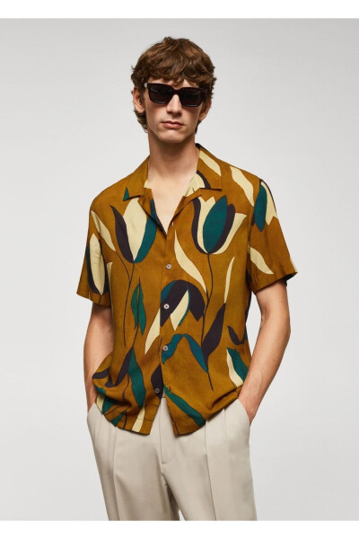 Patterned bowling collar shirt - MANGO MAN