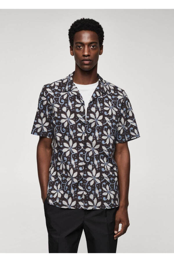 Patterned Bowling Collar Shirt - 1