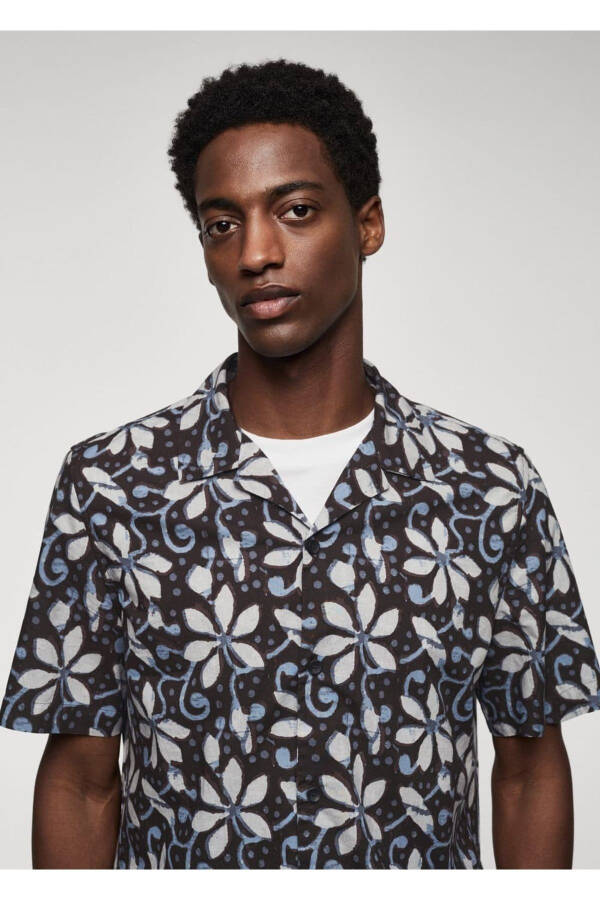 Patterned Bowling Collar Shirt - 5