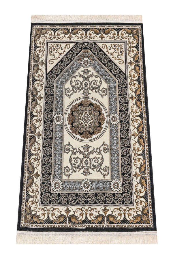 Patterned Chenille Rug - Black - 1