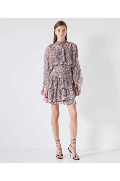 Patterned Chiffon Dress - 1