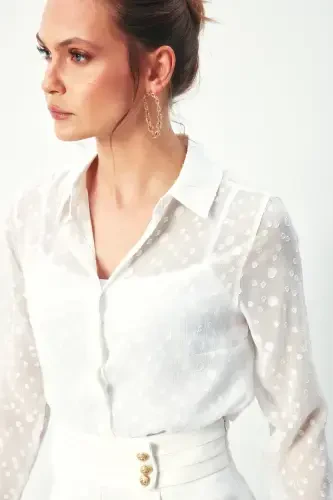 Patterned Classic Shirt - ECRU - SATEEN (1)