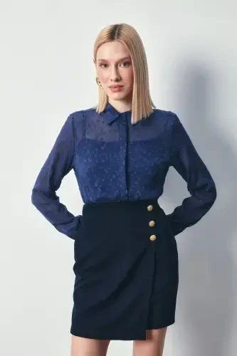 Patterned Classic Shirt - NAVY-NAVY - SATEEN (1)