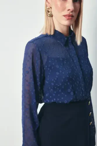 Patterned Classic Shirt - NAVY-NAVY - 4