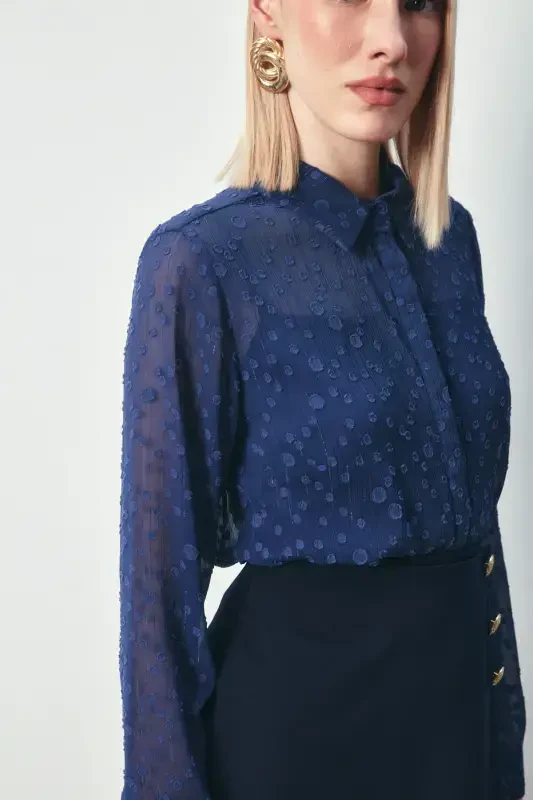 Patterned Classic Shirt - NAVY-NAVY - 4