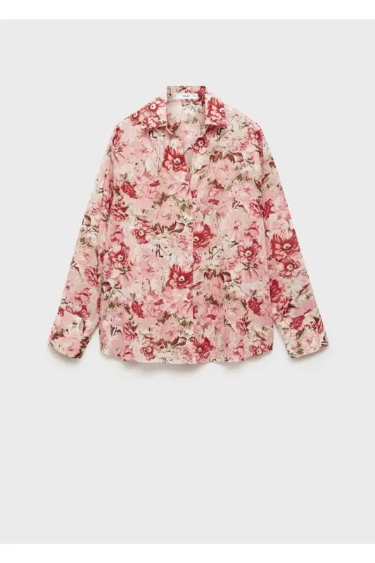 Patterned cotton shirt-Light Pink - 5