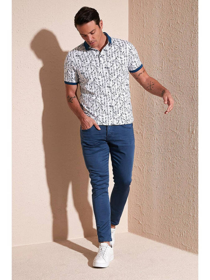 Patterned Cotton Slim Fit Polo T-Shirt 646B3490 - 8