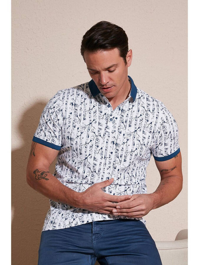 Patterned Cotton Slim Fit Polo T-Shirt 646B3490 - 9