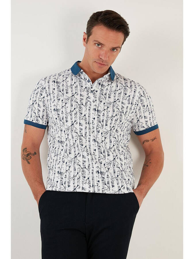 Patterned Cotton Slim Fit Polo T-Shirt 646B3490 - 2