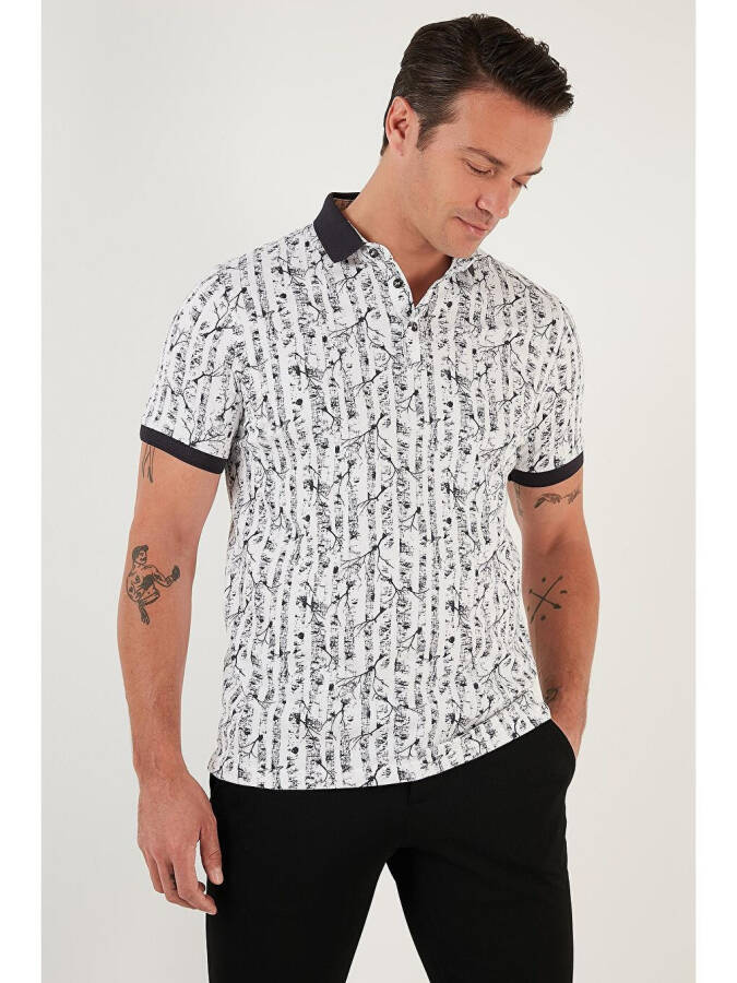 Patterned Cotton Slim Fit Polo T Shirt 646B3490 - 8