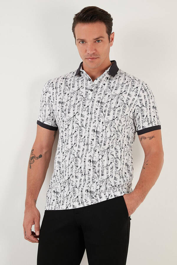 Patterned Cotton Slim Fit Polo T Shirt 646B3490 - 12