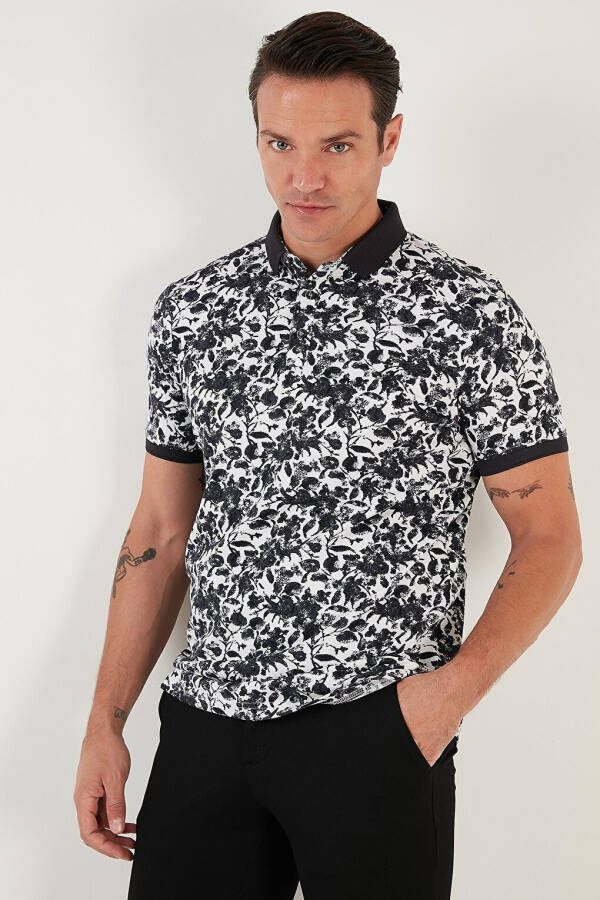 Patterned Cotton Slim Fit Polo T Shirt 646B3550 - 13