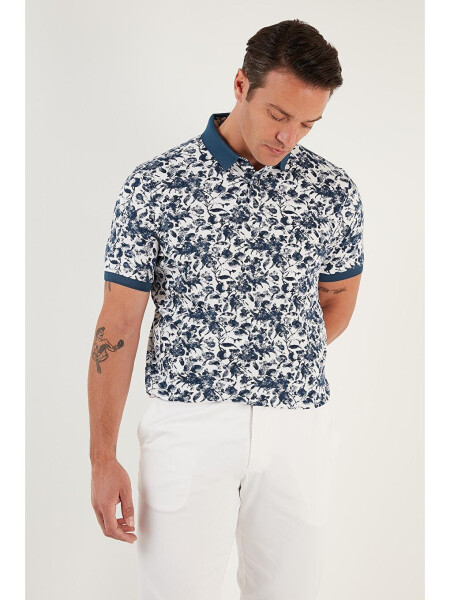 Patterned Cotton Slim Fit Polo T-Shirt 646B3550 - 3