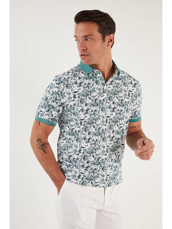 Patterned Cotton Slim Fit Polo T Shirt 646B3550 - 7